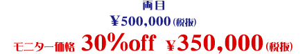 片目・両目 モニター価格 30%OFF