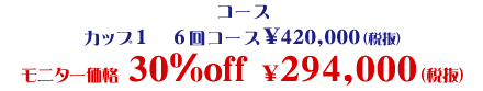 クールスカルプティング1、カップ1 6回コース モニター価格 30%OFF
